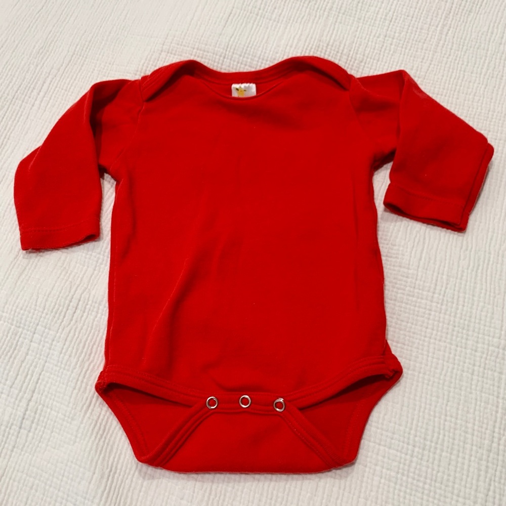 Long Sleeve Red Holiday Onesie, Baby’s First Christmas by Laughing Giraffe, 3-6m